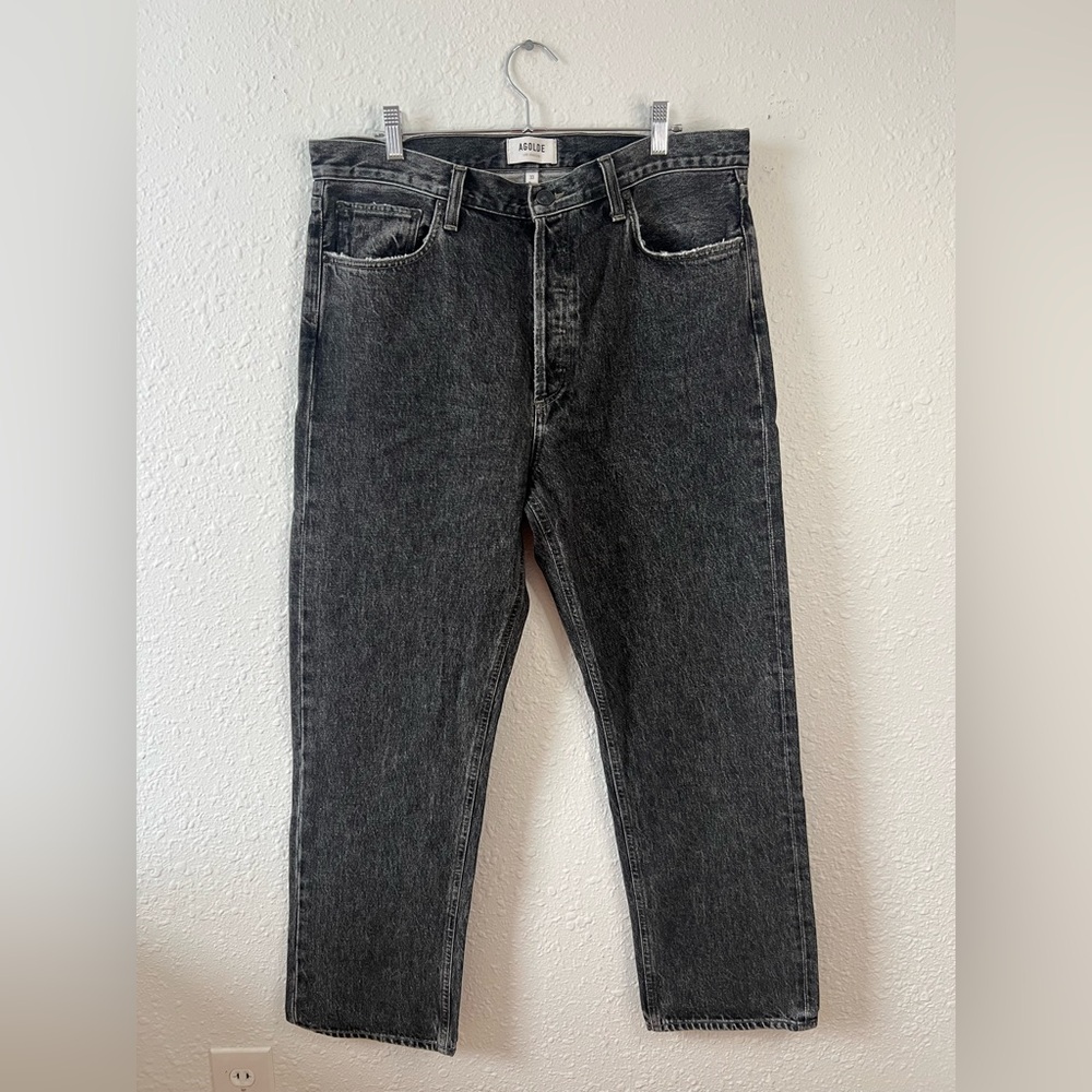 Agolde 90s Jean Black Wash Straight Leg Button Fly Size 33